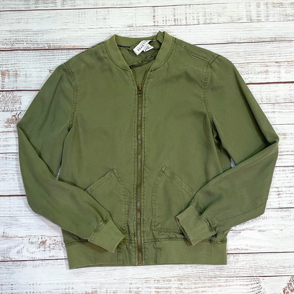 Women's Kenneth Cole Reaction Olive Green Military Bomber Jacket